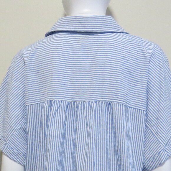 NEW Aeropostale Striped Button Front Shirt Top SIZE Large Blue - Picture 7 of 12